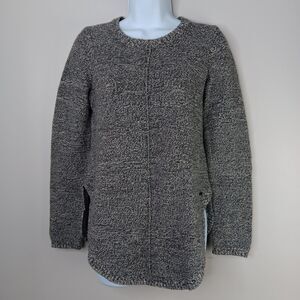 Roots Canada Sweater Women's Size XS Crew Pullover Tunic Gray Round Hem